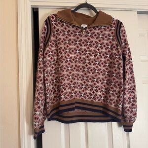 Boutique Geometric pull over Sweater - Brown and Pink